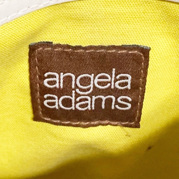 Angela Adams Lime Green Cotton Canvas with Leather Trims Crossbody Bag Lined🟢🟡 - Picture 14 of 14
